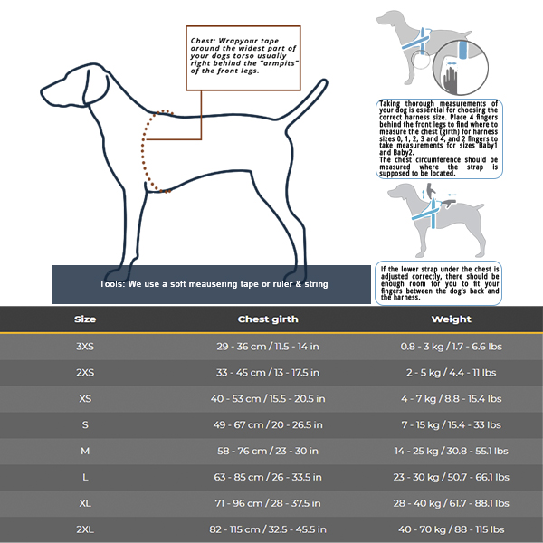Harness sizes